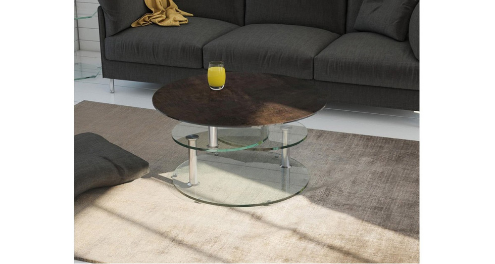 Table basse 3 plateaux ronds en verre ou céramique Millstreet