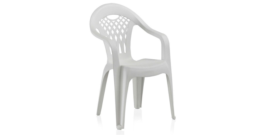 Chaise empilable blanche en plastique, chaise en résine blanche pour jardin  