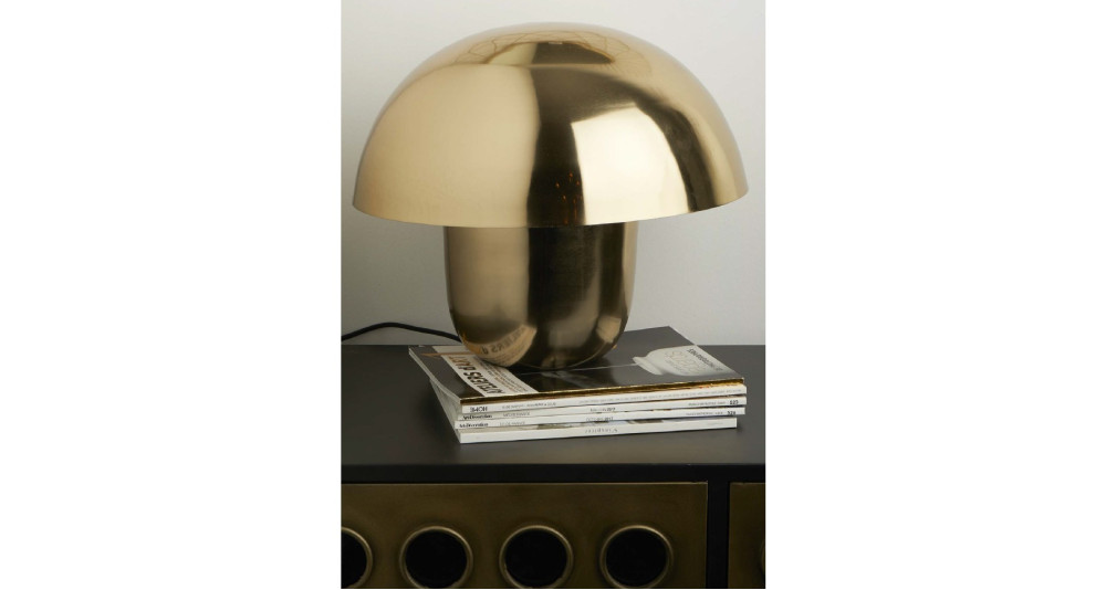 Lampe champignon en métal doré et noir