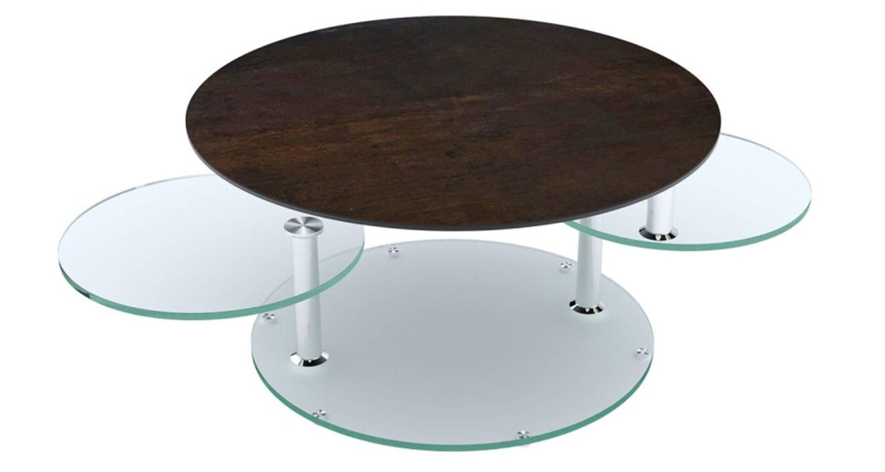 Table basse 3 plateaux ronds en verre ou céramique Millstreet