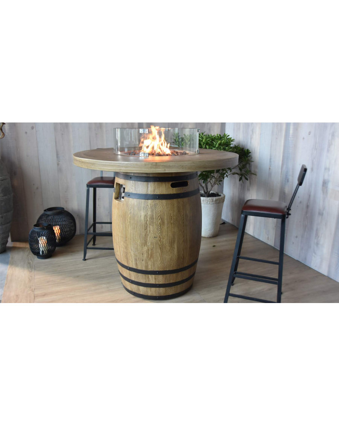 Brasero table haute aspect tonneau Lafite Barrel