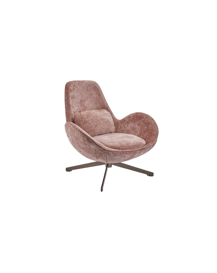 Fauteuil velours rose poudré pivotant Queen