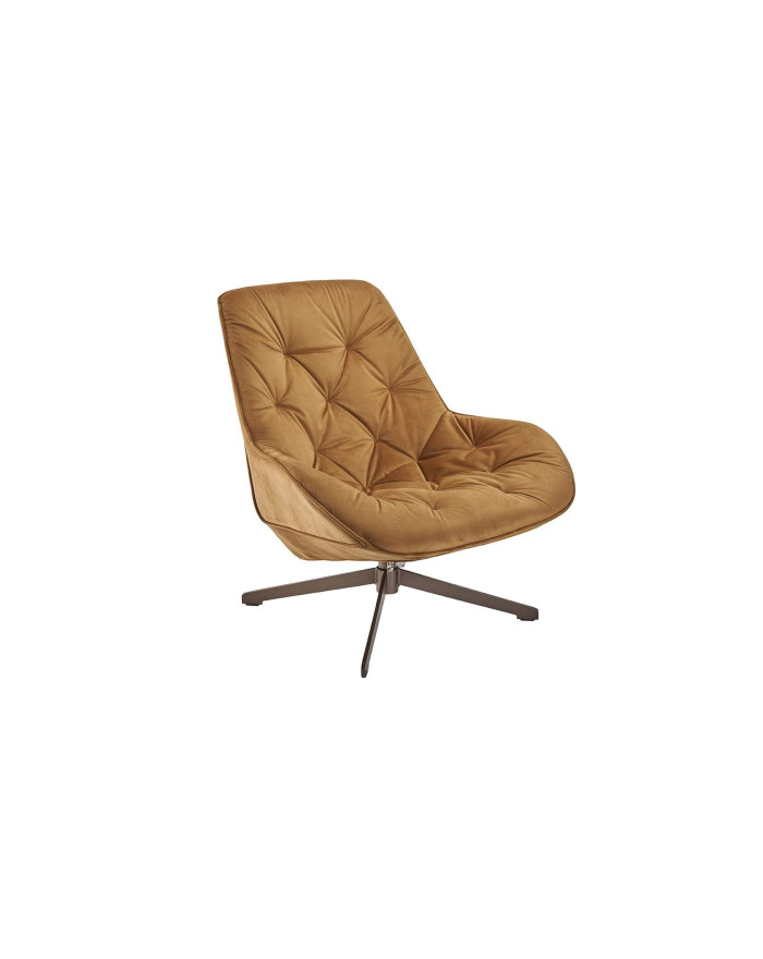 Fauteuil camel en velours pivotant James