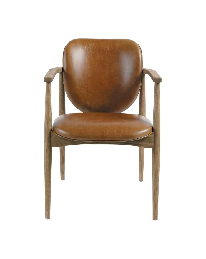 Fauteuil vintage en cuir et structure en bois de frêne Melvin 2 