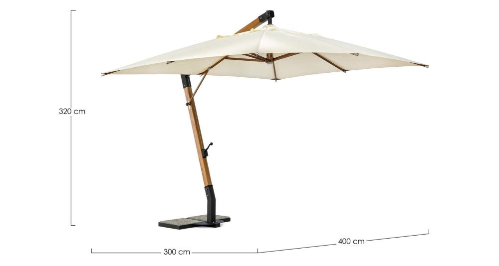 Parasol déporté écru en bois haut de gamme Capua