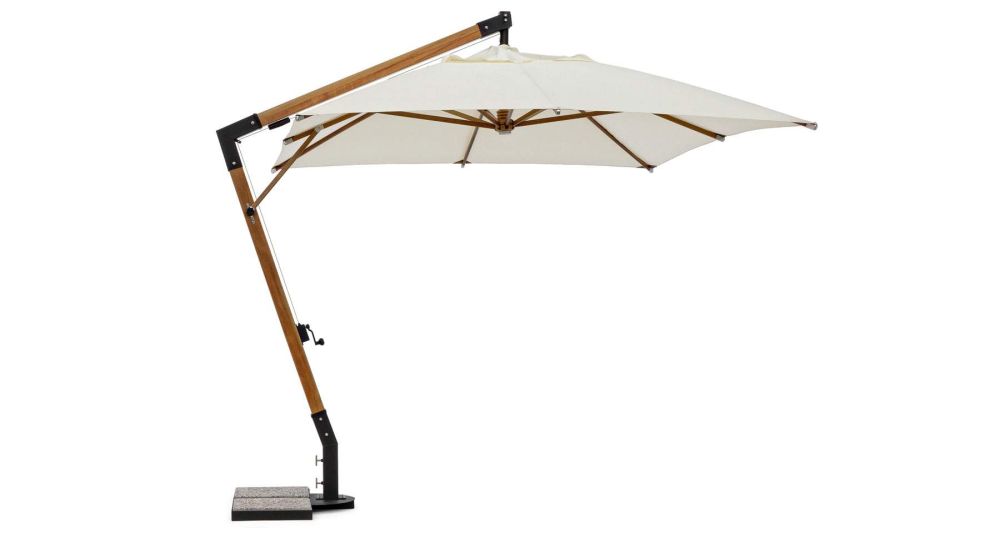 Parasol déporté écru en bois haut de gamme Capua