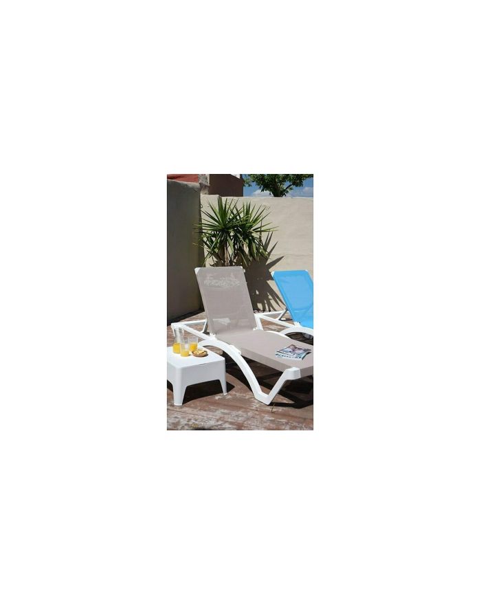 Lot 20 bains de soleil en plastique et toile Mykonos - taupe - 2