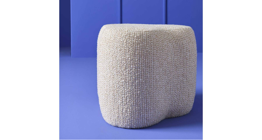 Pouf en tissu écru Trèfle