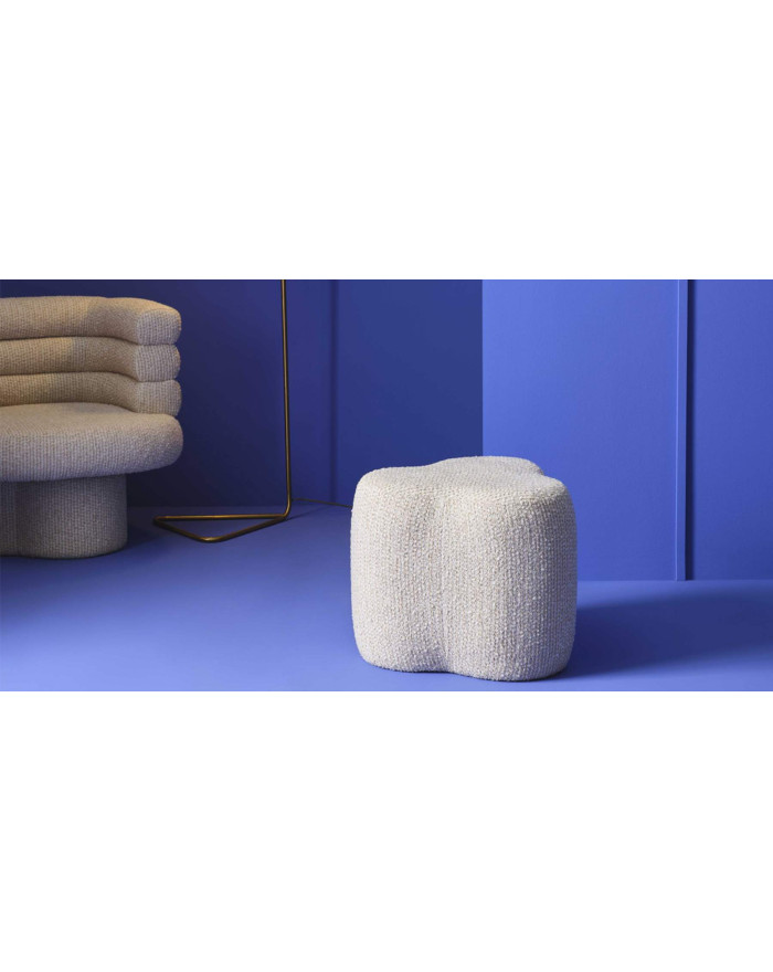 Pouf en tissu écru Trèfle 5