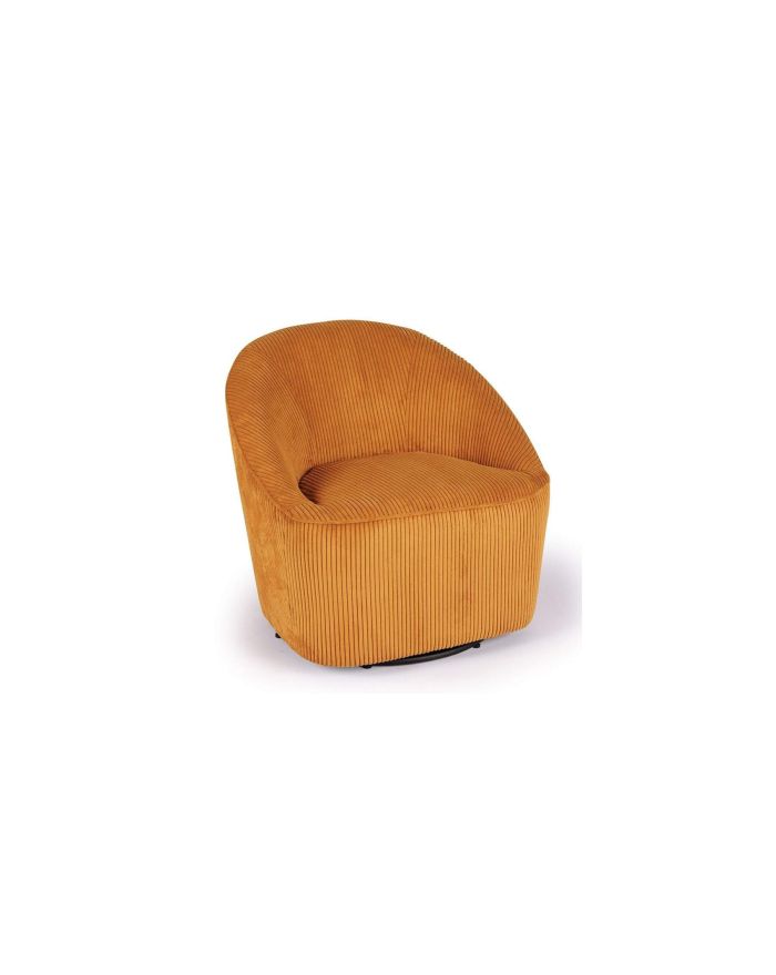 Fauteuil côtelé pivotant Viby ocre - Athezza - 5