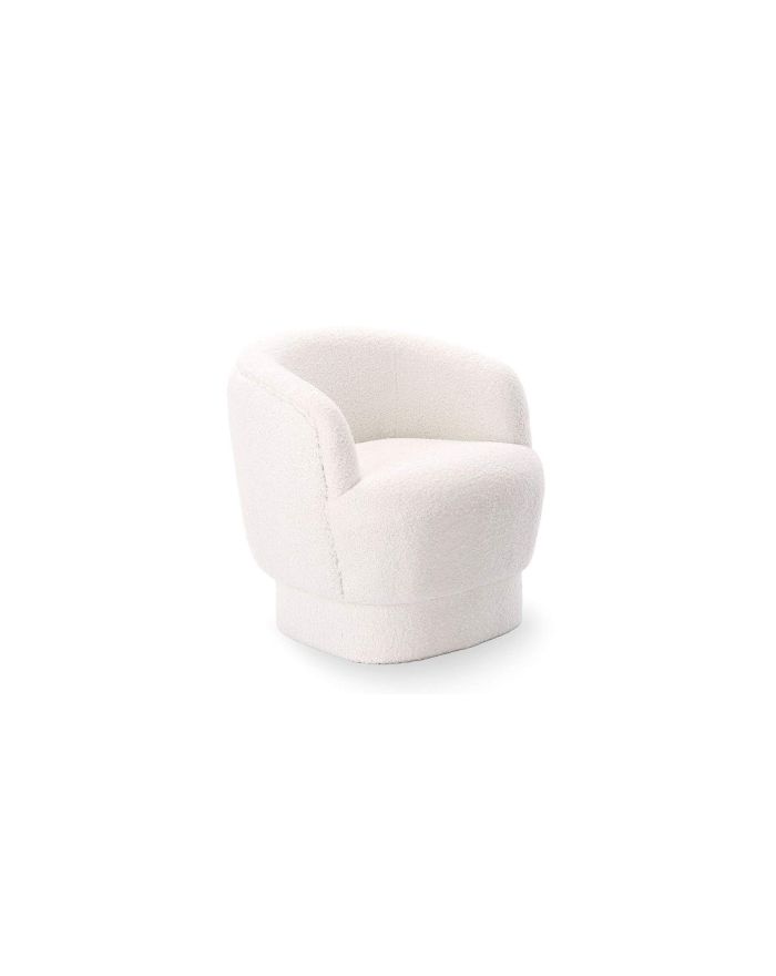 Fauteuil tissu bouclé Bona blanc - Athezza