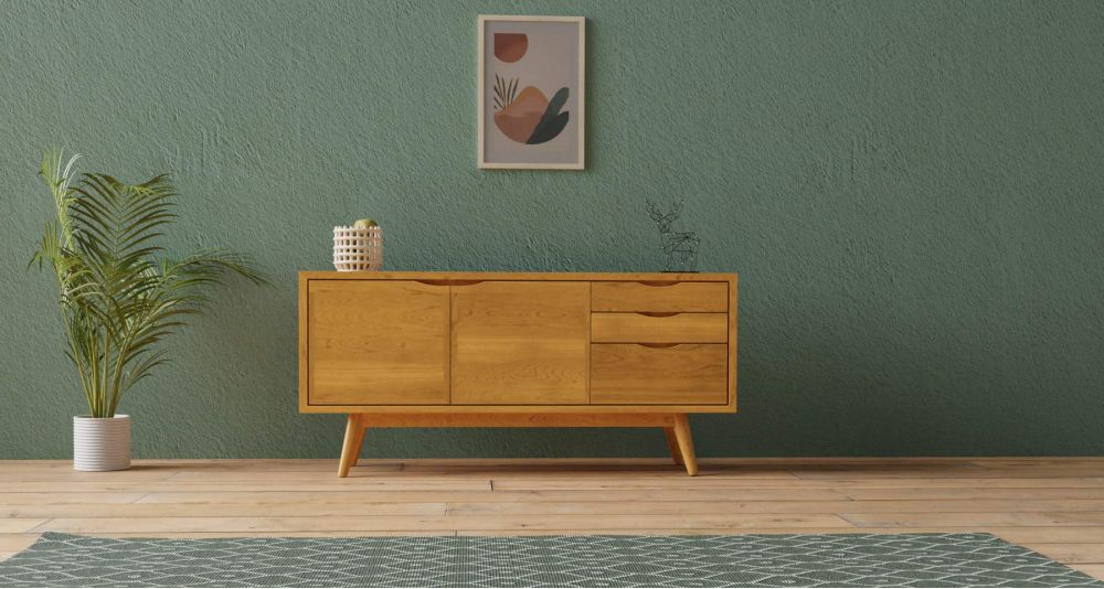 Buffet scandinave 2 portes 3 tiroirs en teck massif naturel Savannah