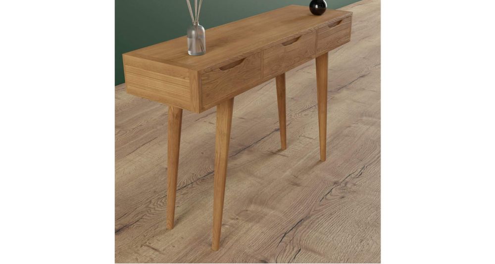 Console en teck massif scandinave 3 tiroirs Savannah