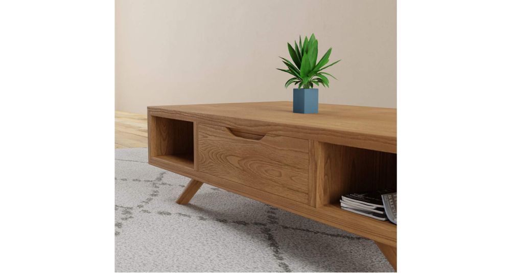 Table basse scandinave en teck massif naturel Savannah