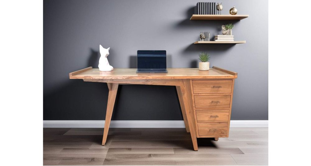 Bureau design scandinave 4 tiroirs en teck massif Sydney