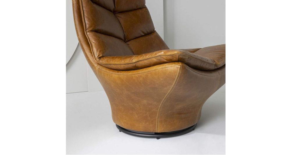 Fauteuil pivotant en cuir camel Achille