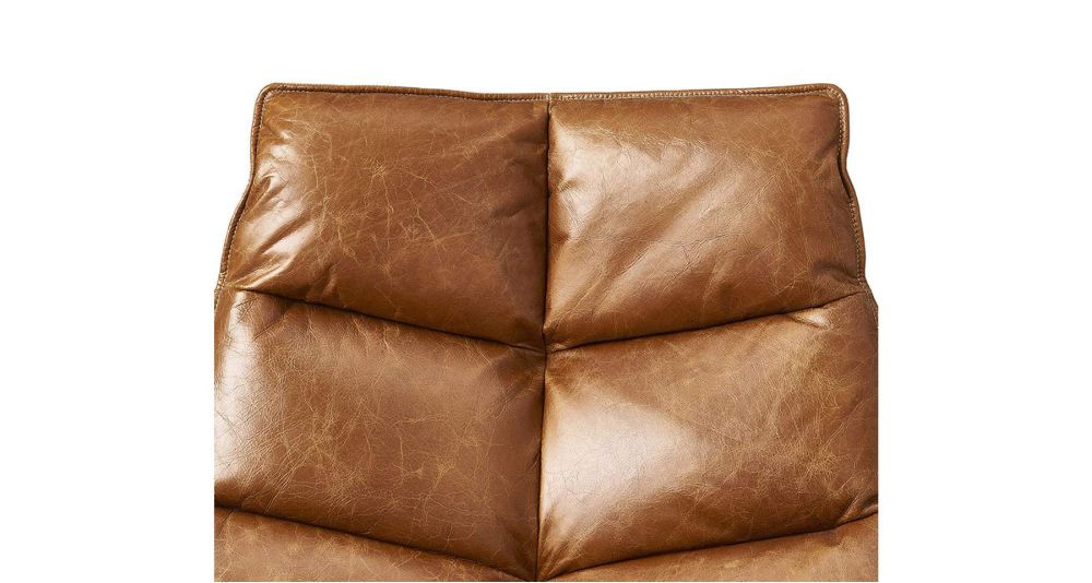 Fauteuil pivotant en cuir camel Achille