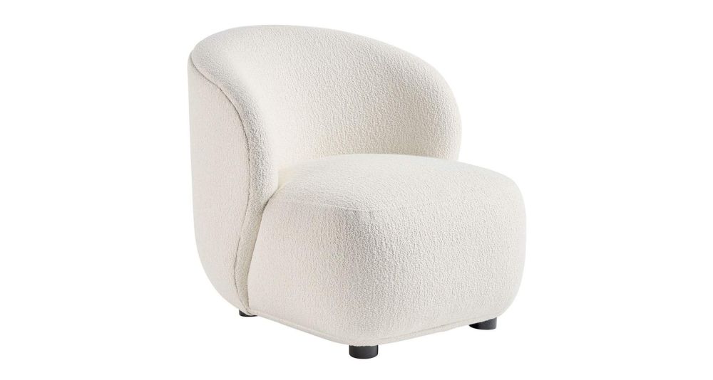 Petit fauteuil à bouclettes blanc crème Lisette