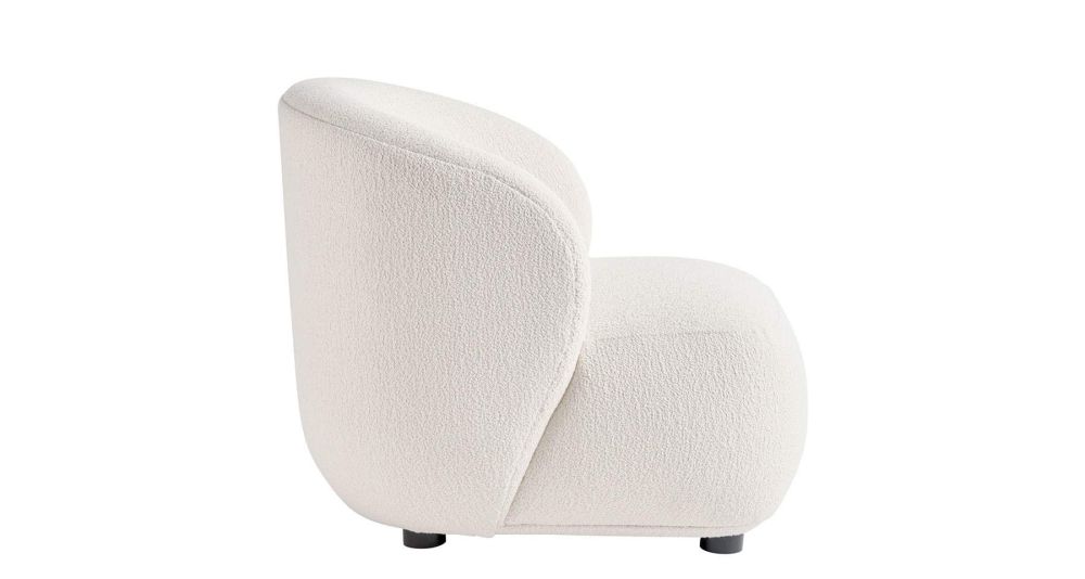 Petit fauteuil à bouclettes blanc crème Lisette