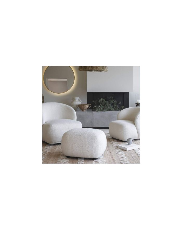 Pouf tissu à bouclettes blanc crème Lisette - 6