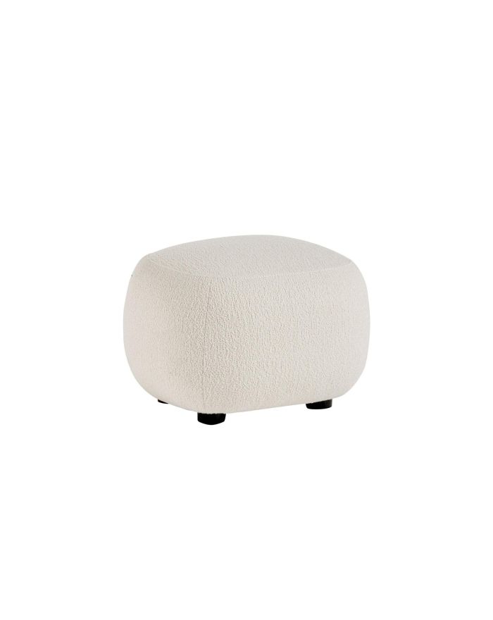 Pouf tissu à bouclettes blanc crème Lisette