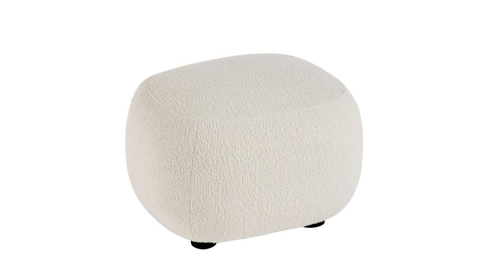 Pouf tissu à bouclettes blanc crème Lisette