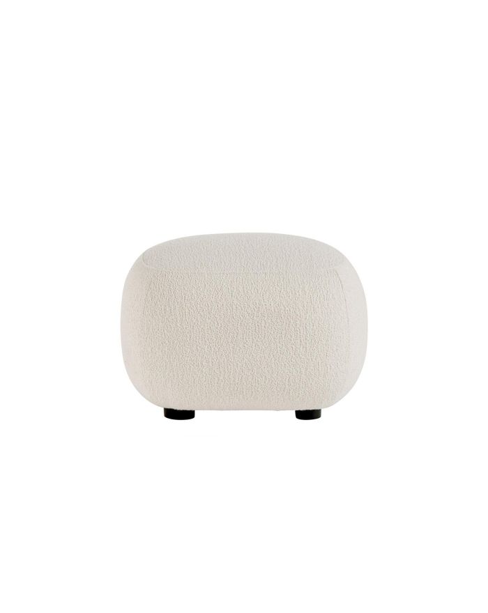 Pouf tissu à bouclettes blanc crème Lisette - 6