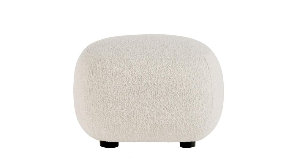 Pouf tissu à bouclettes blanc crème Lisette