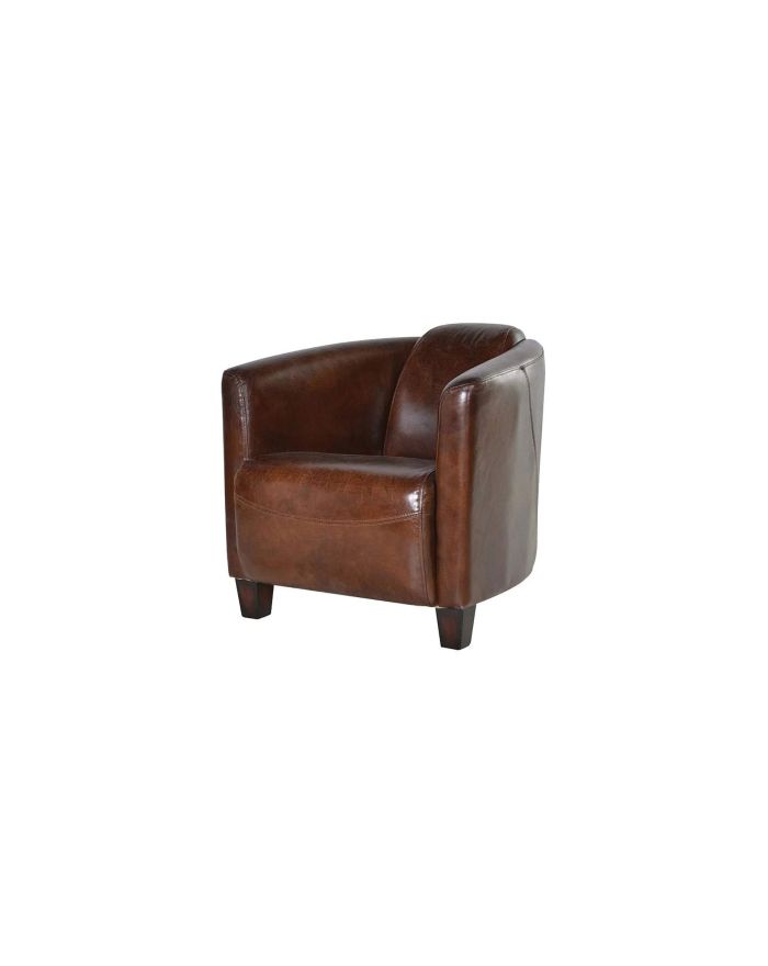 Fauteuil club cuir pleine fleur marron Stockton - 3