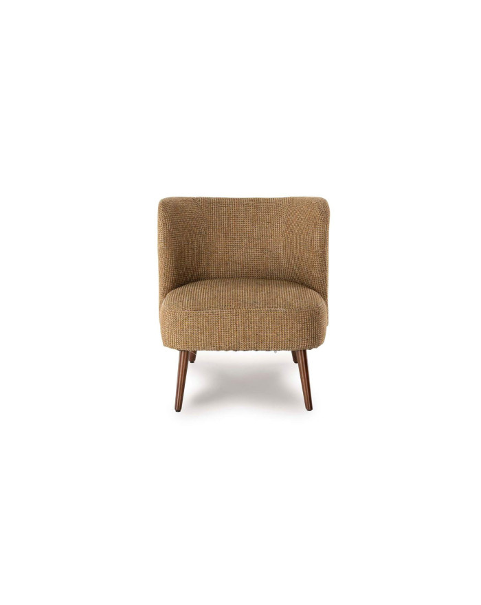 Fauteuil cocktail vintage en tissu Miranda moutarde