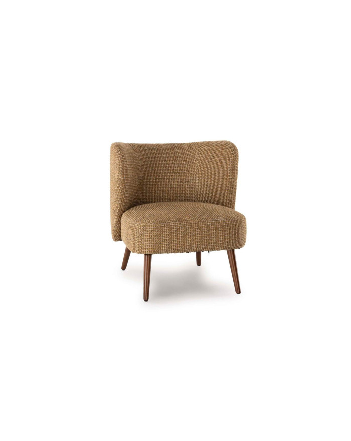 Fauteuil cocktail vintage en tissu Miranda moutarde