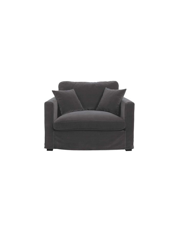 Fauteuil confortable en velours Angie gris 1