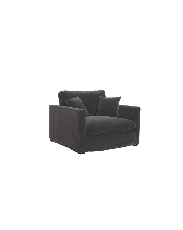 Fauteuil confortable en velours Angie gris 1