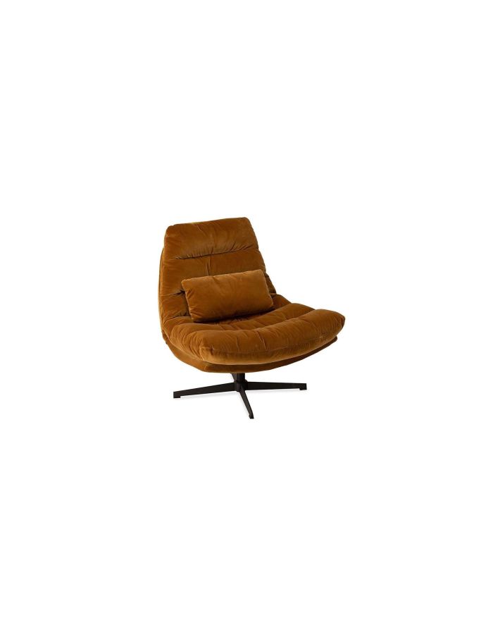 Fauteuil relax pivotant en tissu et métal noir Wilmington châtaigne 